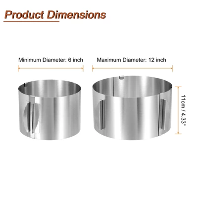 Unique Bargains Adjustable Stainless Steel Nonstick Retractable Round Cake Ring 3 Unique Bargains Adjustable Stainless Steel Nonstick Retractable Round Cake Ring