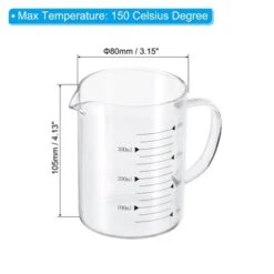 Unique Bargains 3.3 Borosilicate Glass V-Shaped Pour Spout Printed Scale Measuring Cup