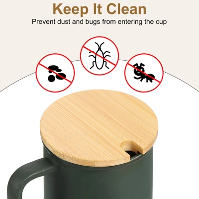 Unique Bargains Smooth Bamboo Coffee Mug Wooden Cup Lid With Spoon Hole 4 Pcs 4 Unique Bargains Smooth Bamboo Coffee Mug Wooden Cup Lid With Spoon Hole 4 Pcs - Image 2