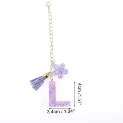 Unique Bargains Star Sequin Letter L Flower Tassel Water Cup Pendant Purple 1 Pc