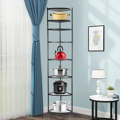 Unique Bargains 8-Tier Cookware Stand Corner Pots Kettles Shelf Rack Black 1 Pc 3 Unique Bargains 8-Tier Cookware Stand Corner Pots Kettles Shelf Rack Black 1 Pc