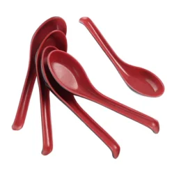 Unique Bargains Household Kitchen Plastic Tableware Soup Rice Spoons Red Black 5 Pcs 6.3" X 1.7" X 0.59" (L*W*D) -Kitchen Tools Shop GUEST 57963191 071c 4d1e b3ca 256b393384c9