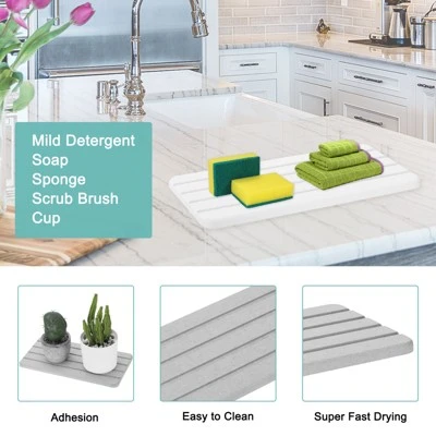 Unique Bargains Dish Drying Mats Fast Water Absorbent Diatomite Tray 5 Unique Bargains Dish Drying Mats Fast Water Absorbent Diatomite Tray - Image 3