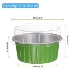 Unique Bargains Disposable Aluminum Foil Cakes Dessert Baking Cups With Lids 25 Pcs 2.5" X 2.1"