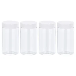 Unique Bargains Round Clear Plastic Empty Jars With White Screw Lid For Storage 4 Pcs -Kitchen Tools Shop GUEST 5b427ba4 351f 48b3 b21d 52255a6d3c5c