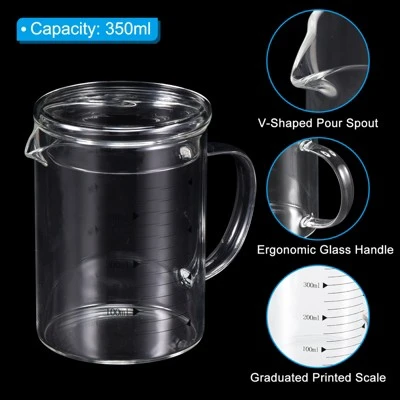 Unique Bargains Borosilicate Glass Scale Measure Cups With Glass Lid And V-Shaped Spout 4 Unique Bargains Borosilicate Glass Scale Measure Cups With Glass Lid And V-Shaped Spout - Image 2