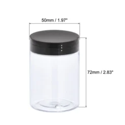 Unique Bargains Round Clear Plastic Empty Organizing Jars With Black Screw Top Lid For Storage 4 Pcs