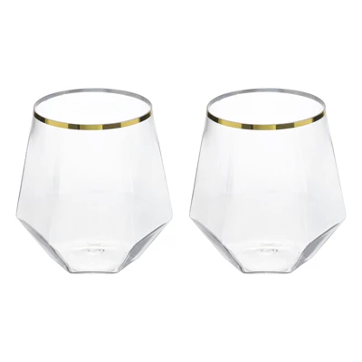 Unique Bargains Stemless Diamond Shape Lightweight Gold Trim Wine Glasses Drinkware 8 Unique Bargains Stemless Diamond Shape Lightweight Gold Trim Wine Glasses Drinkware - Image 6