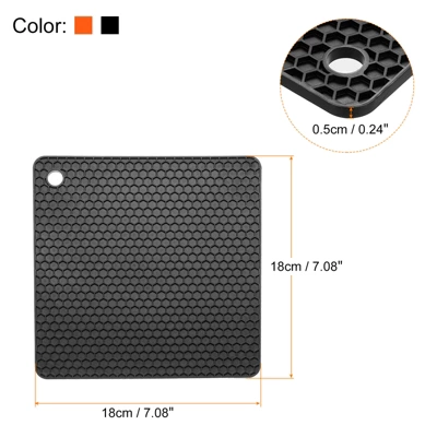Unique Bargains Silicone Heat Resistant Non-Slip Drying Mat Trivet Mats Black, Orange 2 Pcs 3 Unique Bargains Silicone Heat Resistant Non-Slip Drying Mat Trivet Mats Black, Orange 2 Pcs