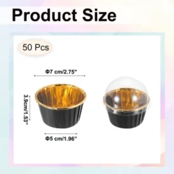 Unique Bargains Round Greaseproof Single-sided Aluminum Foil Cupcake Liners For Party 50 Pcs