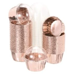 Unique Bargains Greaseproof Double-sided Aluminum Foil Cupcake Liners With Lids 50 Pcs -Kitchen Tools Shop GUEST 60e9e880 cc6b 4abe a5c3 2bcf4a73cdc6