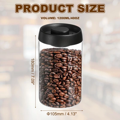 Unique Bargains Glass Airtight Vacuum Seal Coffee Bean Container 3 Unique Bargains Glass Airtight Vacuum Seal Coffee Bean Container