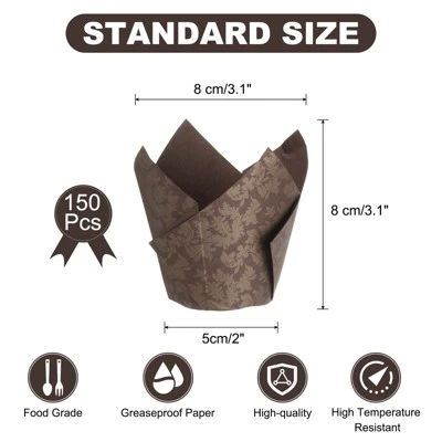Unique Bargains Greaseproof Oven Safe Muffins Cupcakes Liners Tulip Baking Cups 150 Pcs 3 Unique Bargains Greaseproof Oven Safe Muffins Cupcakes Liners Tulip Baking Cups 150 Pcs