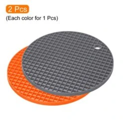 Unique Bargains Silicone Heat Resistant Non-Slip Flexible Trivet Mats Orange, Deep Gray 2 Pcs -Kitchen Tools Shop GUEST 665004c6 412e 4d97 bf1e 85a469504578