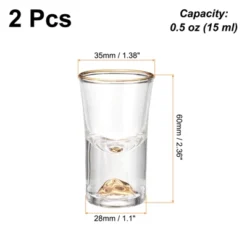 Unique Bargains Polystyrene Lightweight Shot Glasses With Gold Mountain Design 2 Pcs