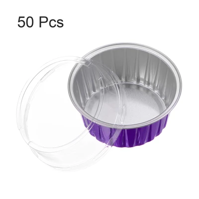 Unique Bargains Disposable Aluminum Foil Cakes Dessert Baking Cups With Lids 50 Pcs 2.5" X 2.1" 4 Unique Bargains Disposable Aluminum Foil Cakes Dessert Baking Cups With Lids 50 Pcs 2.5" X 2.1" - Image 2