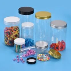 Unique Bargains Round Clear Plastic Empty Storage Jars With White Screw Top Lids 2 Pcs -Kitchen Tools Shop GUEST 6c4fc4e7 ca3c 483c 984d 6a94ee029366 5