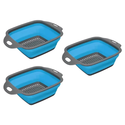 Unique Bargains Collapsible Colander Set Silicone Square Foldable Strainer With Handle Space 6 Unique Bargains Collapsible Colander Set Silicone Square Foldable Strainer With Handle Space - Image 4