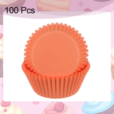 Unique Bargains Greaseproof Disposable Standard Size Cake Cookie Baking Cups 100 Pcs Orange 4 Unique Bargains Greaseproof Disposable Standard Size Cake Cookie Baking Cups 100 Pcs Orange - Image 2