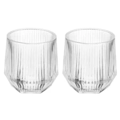 Unique Bargains Stemless Whiskey Glasses With Vertical Stripe 2 Pcs -Kitchen Tools Shop GUEST 70ad1f0d a674 4f48 923d facc3d9368ac