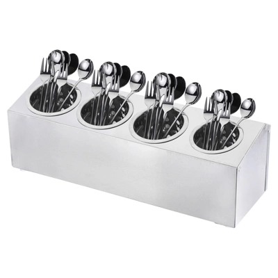 Unique Bargains Stainless Steel Cylinder Commercial Utensil Holder 4 Holes 6 Unique Bargains Stainless Steel Cylinder Commercial Utensil Holder 4 Holes - Image 4