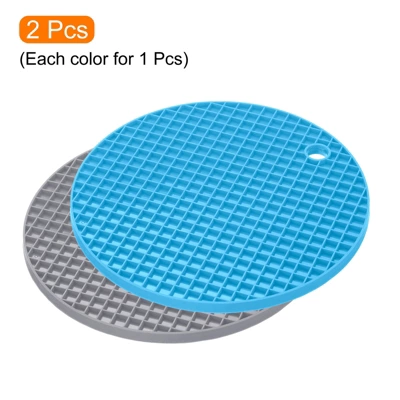 Unique Bargains Silicone Heat Resistant Non-slip Flexible Trivet Mats Light Gray, Blue 2 Pcs 4 Unique Bargains Silicone Heat Resistant Non-slip Flexible Trivet Mats Light Gray, Blue 2 Pcs - Image 2