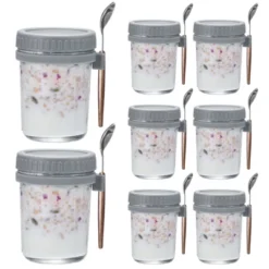 Unique Bargains Leak-Proof Measurement Marks Portable Glass Overnight Oats Container 8 Pcs -Kitchen Tools Shop GUEST 757d6e09 153f 40f4 aa9e 98092b9bdaef