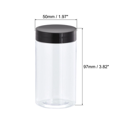 Unique Bargains Round Clear Plastic Empty Jars With Black Screw Top Lids For Storage 4 Pcs 3 Unique Bargains Round Clear Plastic Empty Jars With Black Screw Top Lids For Storage 4 Pcs