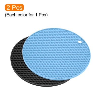 Unique Bargains Silicone Heat Resistant Trivet Mats Light Blue, Black 2 Pcs 4 Unique Bargains Silicone Heat Resistant Trivet Mats Light Blue, Black 2 Pcs - Image 2