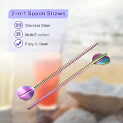 Unique Bargains Stainless Steel Reusable Long Handle Heart Shaped Spoon Straws 8 Pcs -Kitchen Tools Shop GUEST 7c1d8ac9 a9fa 4a1c b174 429900e1ba6a