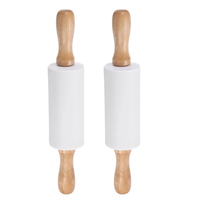 Unique Bargains Silicone Non-Stick Wooden Handle Kitchen Reusable Rolling Pin 2 Pcs 7 Unique Bargains Silicone Non-Stick Wooden Handle Kitchen Reusable Rolling Pin 2 Pcs - Image 5