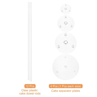 Unique Bargains Plastic Durable Smooth Surface Clear Cake Stands 4, 6, 8, 10 Inch 16 Pcs 4 Unique Bargains Plastic Durable Smooth Surface Clear Cake Stands 4, 6, 8, 10 Inch 16 Pcs - Image 2