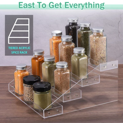 Unique Bargains Clear Acrylic Spice Rack Organizer For Kitchen Countertop Cabinet 4 Unique Bargains Clear Acrylic Spice Rack Organizer For Kitchen Countertop Cabinet - Image 2