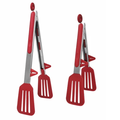 Unique Bargains Kitchen Cooking Set Stainless Steel With Stands Silicone Tongs Burgundy 9"&12" 2 Pcs 7 Unique Bargains Kitchen Cooking Set Stainless Steel With Stands Silicone Tongs Burgundy 9"&12" 2 Pcs - Image 5