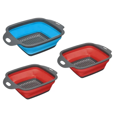 Unique Bargains Collapsible Colander Set Silicone Square Foldable Strainer Basket 7 Unique Bargains Collapsible Colander Set Silicone Square Foldable Strainer Basket - Image 5