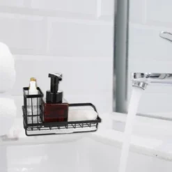 Unique Bargains Kitchen Storage Stainless Steel Sink Caddy 8.27"x3.5"x2.52"