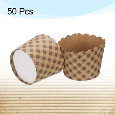 Unique Bargains Disposable Greaseproof Cakes Muffins Wrappers Paper Baking Cups Brown 50 Pcs 4 Unique Bargains Disposable Greaseproof Cakes Muffins Wrappers Paper Baking Cups Brown 50 Pcs - Image 2
