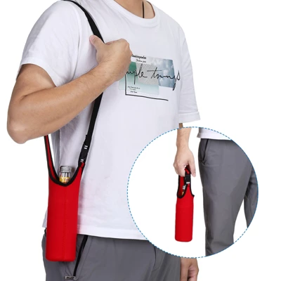 Unique Bargains Neoprene Insulated Removable Adjustable Shoulder Straps Water Bottle Sling Bag 2.64"x7.28" Black 6 Unique Bargains Neoprene Insulated Removable Adjustable Shoulder Straps Water Bottle Sling Bag 2.64"x7.28" Black - Image 4