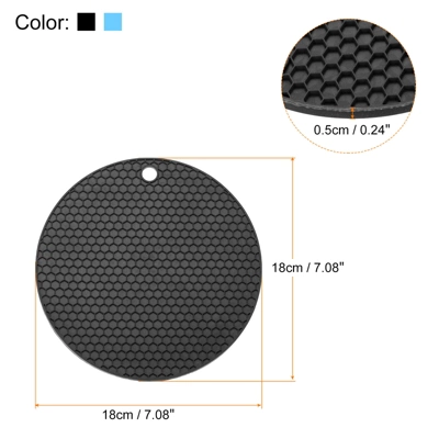 Unique Bargains Silicone Heat Resistant Trivet Mats Light Blue, Black 2 Pcs 3 Unique Bargains Silicone Heat Resistant Trivet Mats Light Blue, Black 2 Pcs