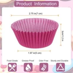 Unique Bargains Greaseproof Disposable Standard Size Cake Cookie Baking Cups 100 Pcs Rose Red