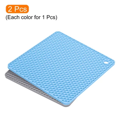 Unique Bargains Heat Resistant Non-Slip Flexible Durable Trivet Mats Light Blue, Light Gray 2 Pcs 4 Unique Bargains Heat Resistant Non-Slip Flexible Durable Trivet Mats Light Blue, Light Gray 2 Pcs - Image 2