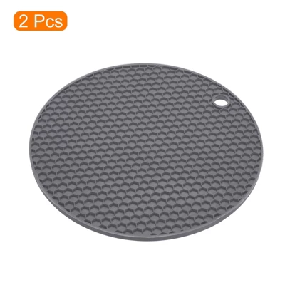 Unique Bargains Heat Resistant Non-slip Flexible Durable Trivet Mat 7.08" X 7.08" X 0.24" Deep Gray 2 Pcs 4 Unique Bargains Heat Resistant Non-slip Flexible Durable Trivet Mat 7.08" X 7.08" X 0.24" Deep Gray 2 Pcs - Image 2