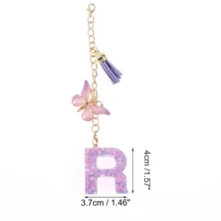 Unique Bargains Star Sequin Letter R Butterfly Tassel Water Cup Pendant Purple 1 Pc