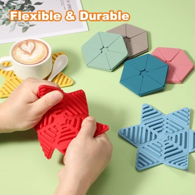 Unique Bargains Hexagon Star Heat Resistant Silicone Trivet Mat For Pots Coasters 2 Pcs 5 Unique Bargains Hexagon Star Heat Resistant Silicone Trivet Mat For Pots Coasters 2 Pcs - Image 3