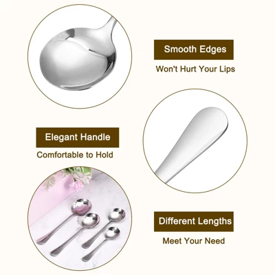 Unique Bargains Stainless Steel Dinner Tea Soup Round Spoons 6 Pcs Silver 4 Unique Bargains Stainless Steel Dinner Tea Soup Round Spoons 6 Pcs Silver - Image 2