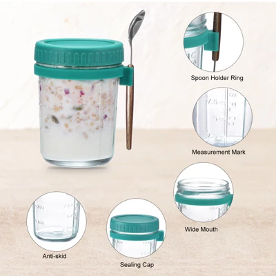 Unique Bargains Leak-Proof Durable Overnight Oats Glass Jar 6 Pcs 5 Unique Bargains Leak-Proof Durable Overnight Oats Glass Jar 6 Pcs - Image 3