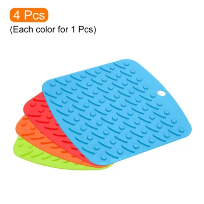 Unique Bargains Flexible Durable Non-Slip Silicone Trivet Mat Red/Orange/Blue/Green 4 Pcs 4 Unique Bargains Flexible Durable Non-Slip Silicone Trivet Mat Red/Orange/Blue/Green 4 Pcs - Image 2