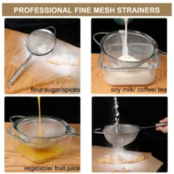 Unique Bargains Stainless Steel Fine Mesh Strainer Colander Flour Sifters With Handle