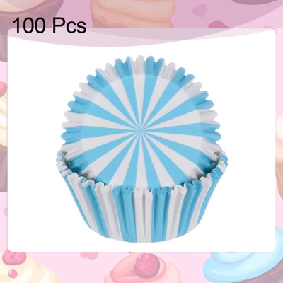 Unique Bargains Greaseproof Standard Size Stripe Cupcake Liners Papers Baking Cups 2" X 1.2" 100 Pcs 4 Unique Bargains Greaseproof Standard Size Stripe Cupcake Liners Papers Baking Cups 2" X 1.2" 100 Pcs - Image 2