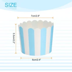 Unique Bargains Greaseproof Disposable Cakes Muffins Liners Stripe Paper Baking Cups 6oz 50 Pcs
